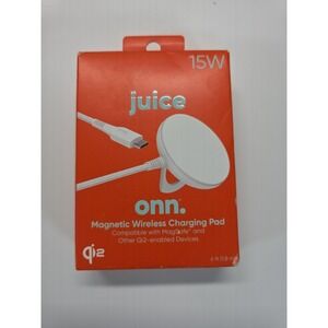 Onn. Juice White MagSafe Universal Fast Charger 15W Charging Pad 6ft USB-C Cable